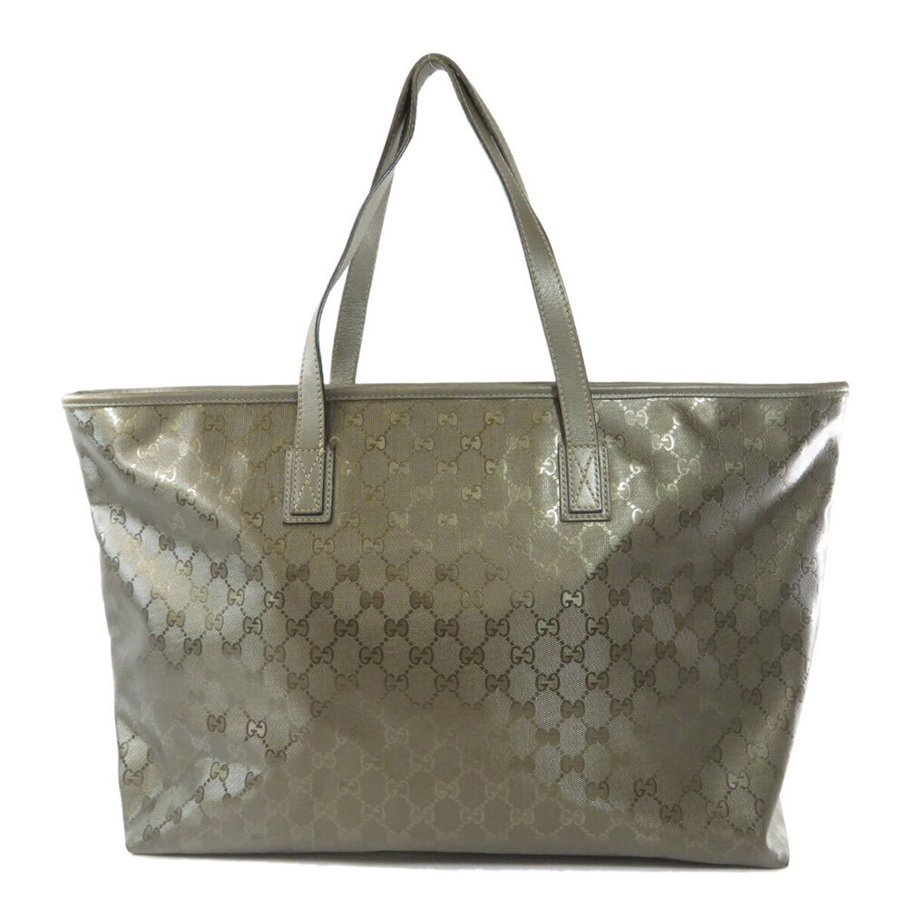 Gucci khaki metallic Tote Bag GG Imprime gold Brown